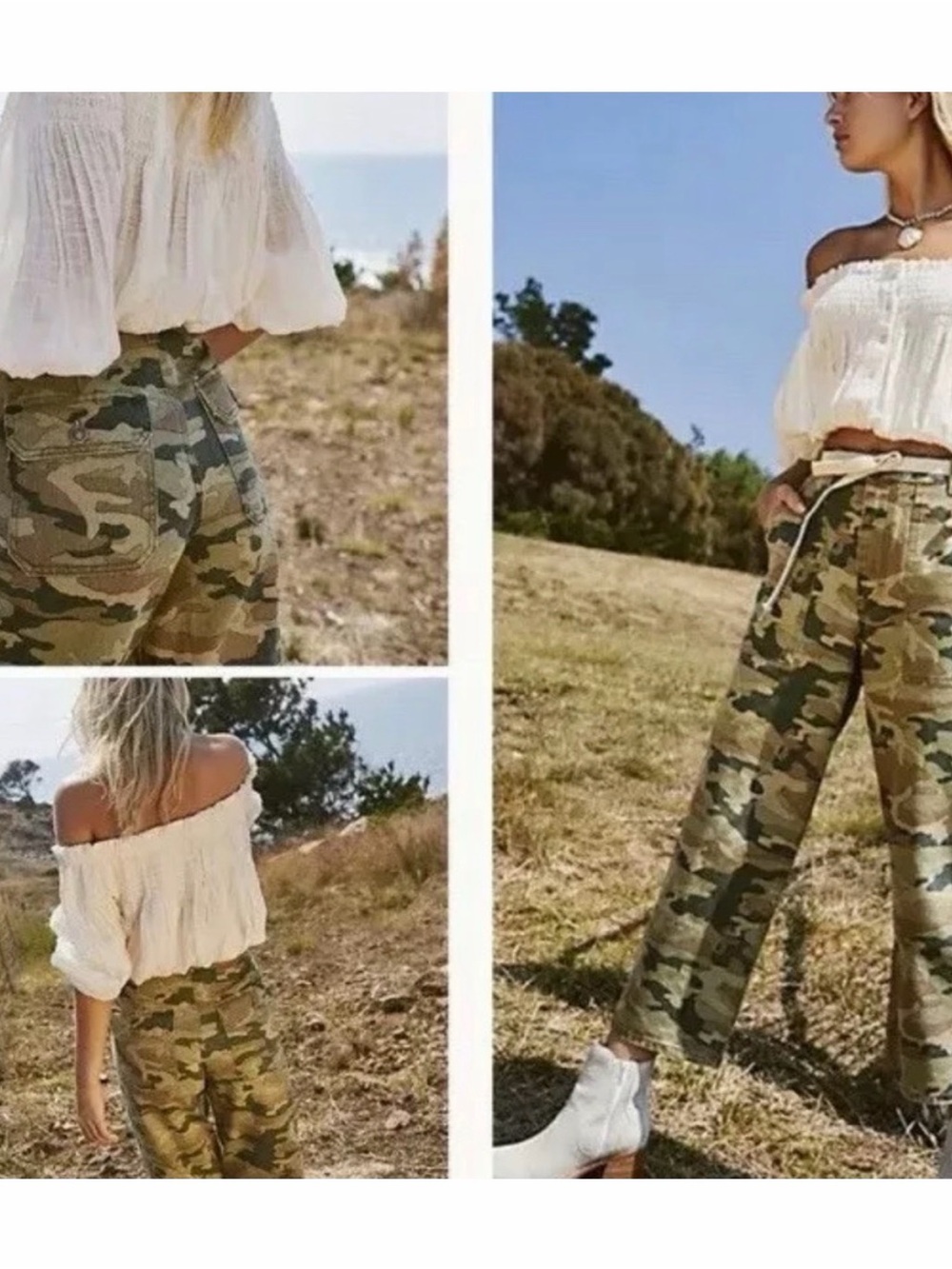 NWOT Free People Remy Camo Print size 27 - Army Green Olive Fall Jean